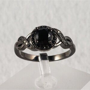 18k Over Sterling Black Ring